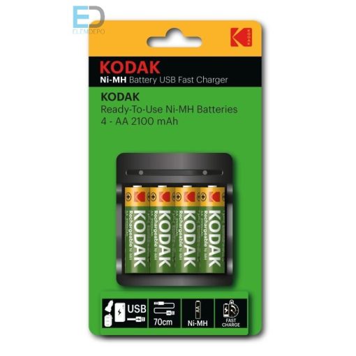 Kodak USB Fast Charger + 4 AA 2.100mAh akkumulátor gyorstöltő 4db AA akkuval cat:30424265