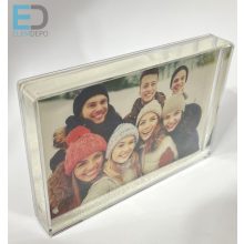 Hógömb-Fényképes Tégla, havazik-arany csillám, 10 x 15cm-es képnek