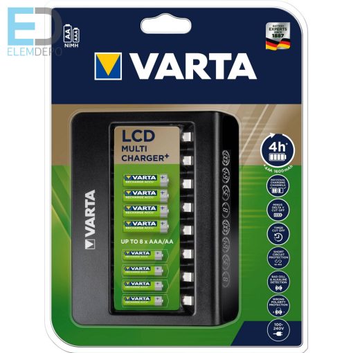 Varta Multi Charger PLus akkutöltő, 8 csatornás, 8 AA vagy 8 AAA töltésére ( 4 órás gyorstöltés ) ( 57681 )