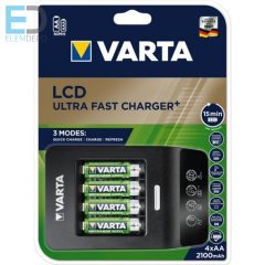   Varta Ultra Fast Charger LCD Kit 57685 15 perces gyorstöltő +4AA 2.100mAh akku+12V adapter