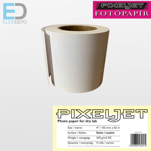 Pixeljet 102mm x 65m 4" szatén/satin 240g/m2 dry lab papír