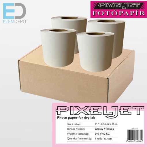 Pixeljet 152mm x65m 6" glossy/fényes dry lab paper 240g/m2