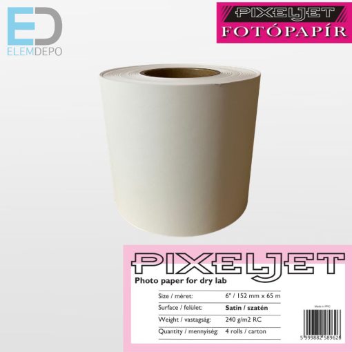 Pixeljet 152mm x65m 6" szatén/satin dry lab paper 240g/m2