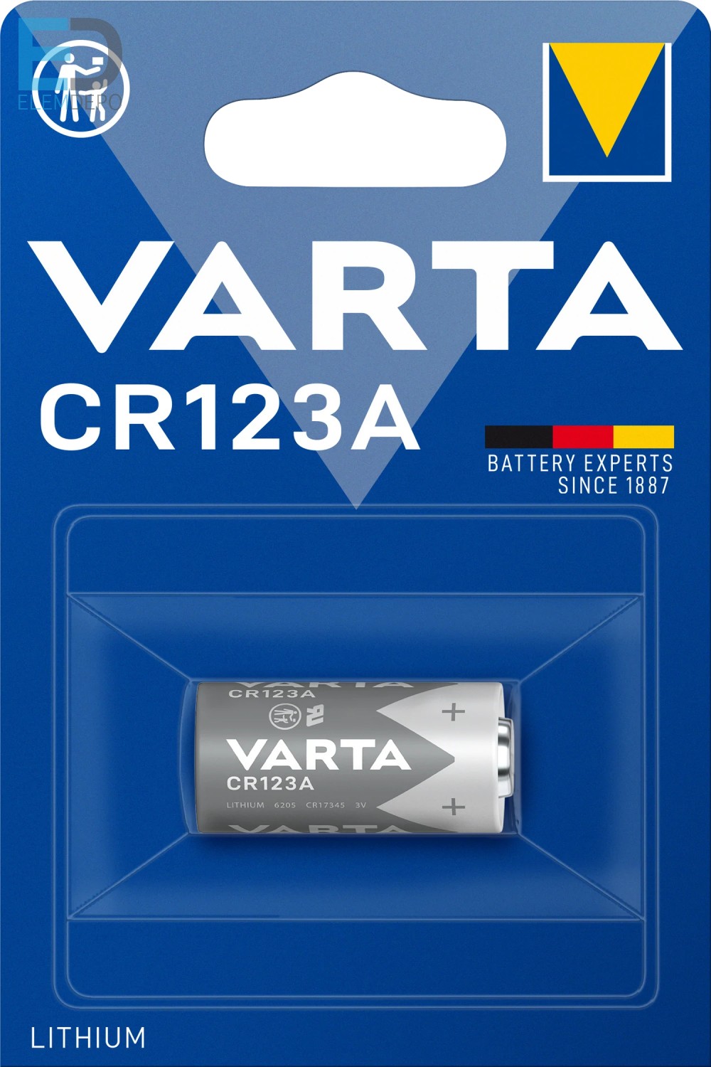 6205 VARTA - Pile: lithium, 3V; CR123A,CR17345; 1600mAh; non-rechargeable;  BAT-CR123/VA-BULK