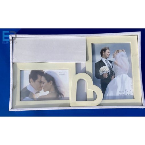 Osztott képkeret " Esküvő " 2 képpel és szívvel 10x15 és 13x18cm  képnek