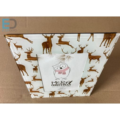 " Merry Christmas" Karácsonyi üveg képkeret 10 x 15cm képnek  álló- fekvő kivitel