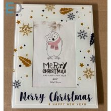 " Merry Christmas " Karácsonyi üveg képkeret 10 x 15cm álló- fekvő kivitel