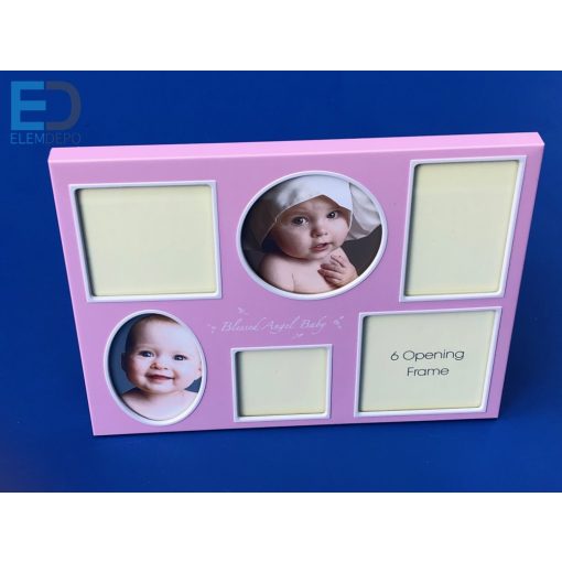 Babás képkeret 6 képpel " Blessed Angel Baby " rózsaszín