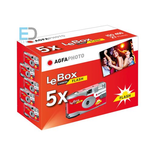 Agfa LeBox Flash 400-27-5pack Party készlet- vakus egyszer használatos fényképezőgép 5 darab
