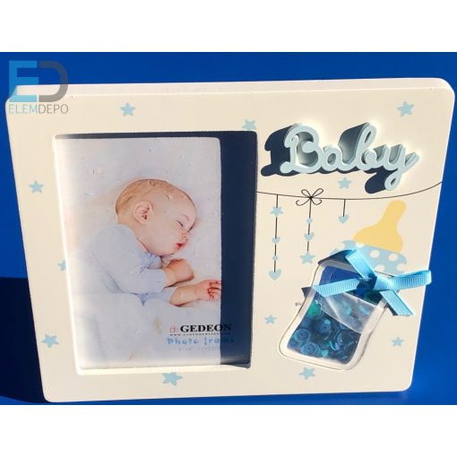 Gedeon Photo frame " Baby " kék-fehér babás képkeret 10 x 15cm képnek