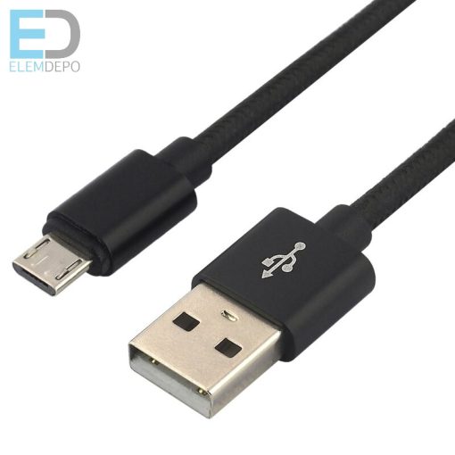 everActive fonott USB kábel - micro USB everActive CBB-0,3 MB 30 cm-es támogatás a gyors töltéshez akár 2,4A-ig fekete