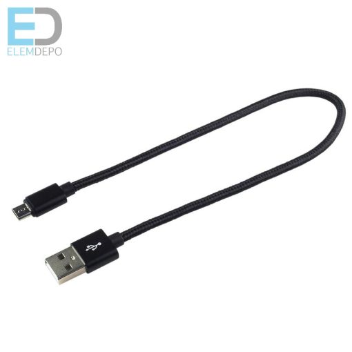 everActive fonott USB kábel - micro USB, CBB-0,3 MB 30 cm, 2,4A, ekete