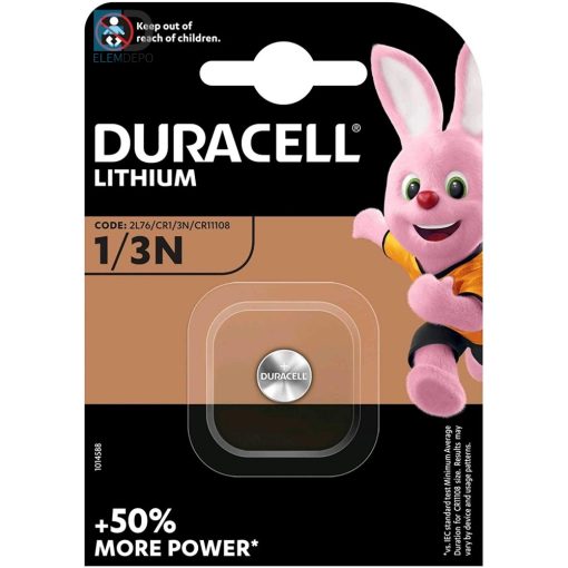 Duracell 1/3N, 2L76,CR1, 3N,  CR11108 Lithium