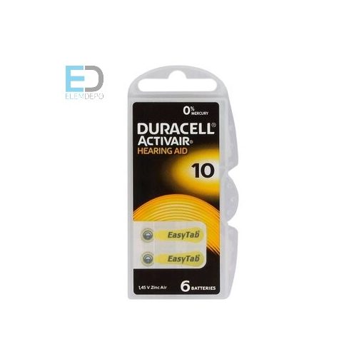 Duracell  DA10N6 ActivAir DA10 N6 hallókészülék elem B6