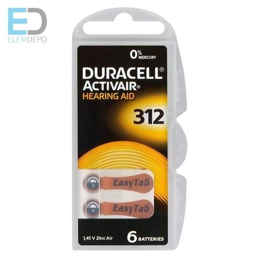 Duracell DA312 N6 Activair 1db elem hallókészülék elem