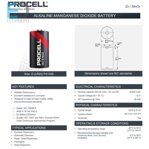Duracell Procell Intense D LR20