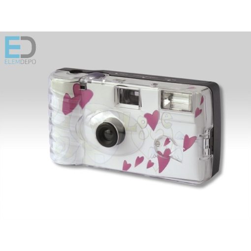 Egyszer használatos - eldobható esküvői kamera Single-Use Wedding Camera 400 ASA 27 Flash "Flying Hearts"