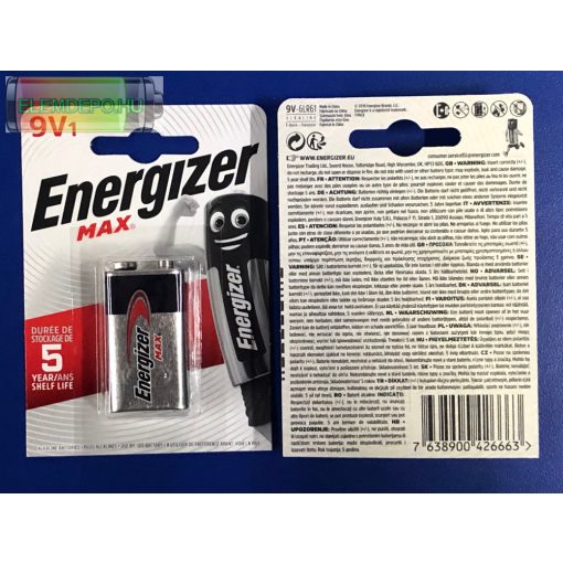 Energizer  Max 9V 6LR61 NEW BL1