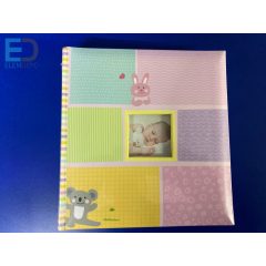   Fotóalbum babás 10 x 15cm -200 kép könyvkötött, ablakos, memós " Macis "