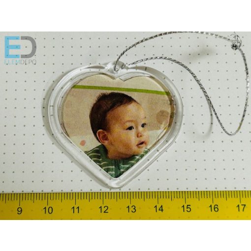 Fényképes karácsonyfa függő, fényképes dísz " szív " (10db / csomag)