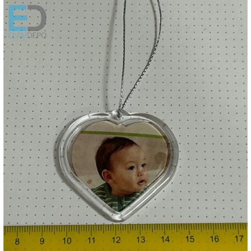 Fényképes karácsonyfa függő, fényképes dísz " szív " (10db / csomag)