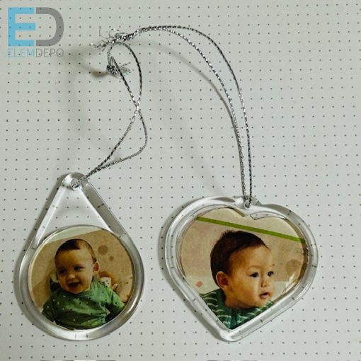 Fényképes karácsonyfa függő, fényképes dísz " szív " (10db / csomag)