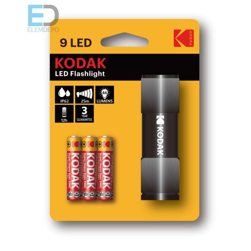 Kodak elemlámpa 9 LED Flashlight IP62 fekete 