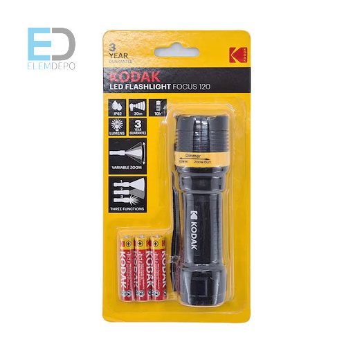 Kodak LED Flashlight Focus 120 elemlámpa ( 3 x AAA )
