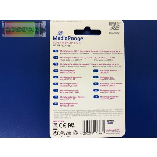 MediaRange Micro SD 32 GB SDHC Class10 MR959