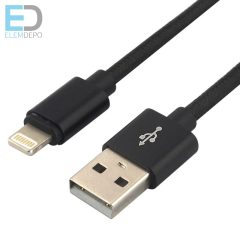   Kábel fonott USB-kábel - Lightning / iPhone everActive CBB-0,3IB 30cm, támogatással a gyors töltéshez, akár 2,4A fekete