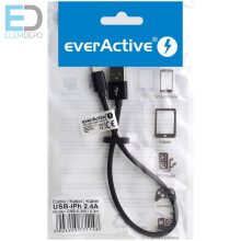 Kábel fonott USB-kábel - Lightning / iPhone everActive CBB-0,3IB 30cm, támogatással a gyors töltéshez, akár 2,4A fekete