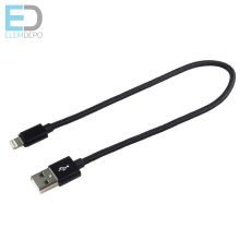Kábel fonott USB-kábel - Lightning / iPhone everActive CBB-0,3IB 30cm, támogatással a gyors töltéshez, akár 2,4A fekete