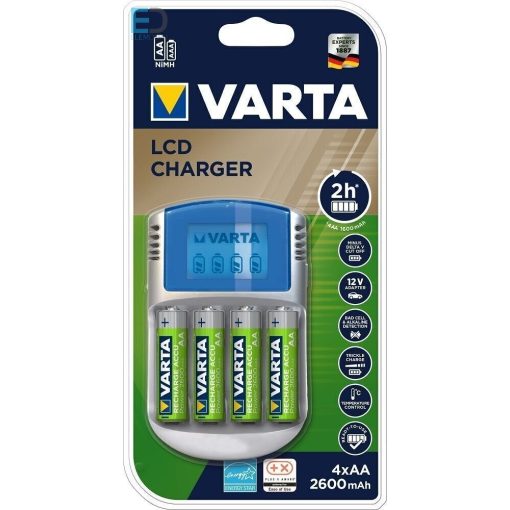 Varta 57070 LCD Charger + 4 AA 2.600mAh  LCD akkutöltő 2 órás töltés