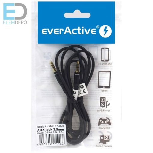 everActive AUX jack 3,5mm 1,5m fekete audio kábel